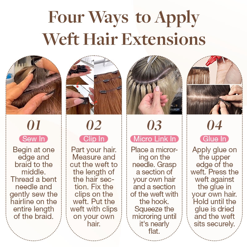 Sew-In Human Hair Weft Extensions with Remy Hair - Image 4