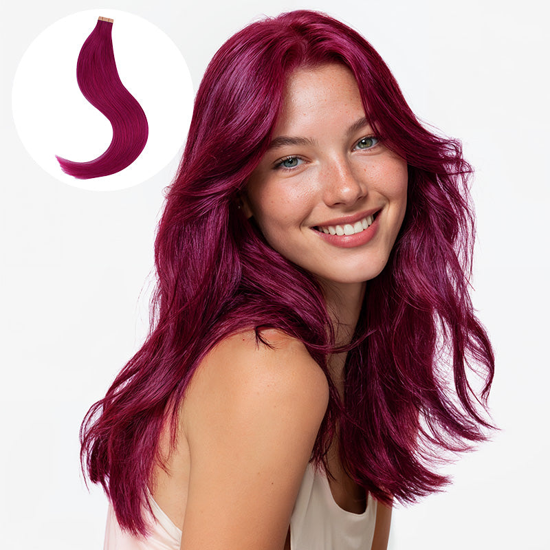 Tape-In Human Hair Extensions with Adhesive Wefts